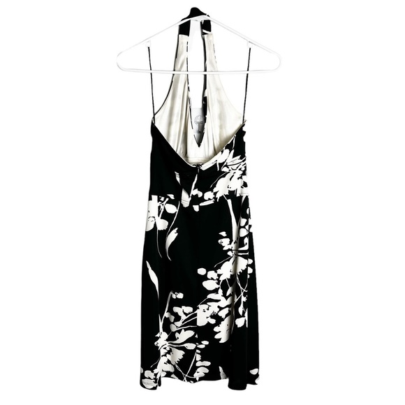 ABS Allen Schwartz - Vintage Black & White Floral Print Halter Dress - Sz. SP - Picture 2 of 7